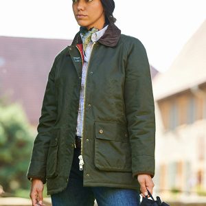 Dames Waxcoat Queensberg In Olive