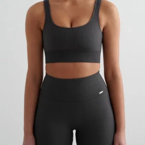 Shadow Grey Ribbed Seamless Bra
