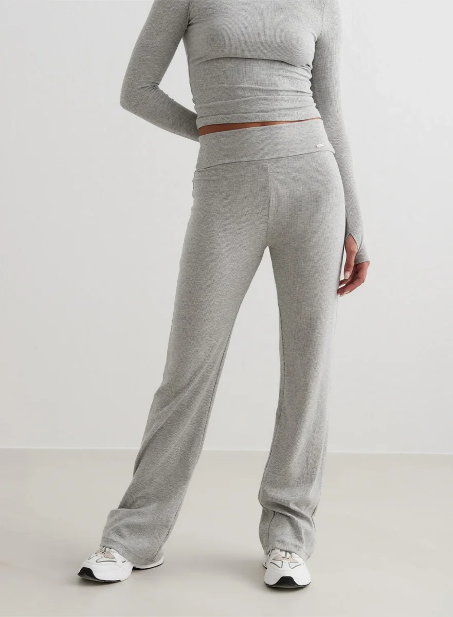 Grey Melange Ease Ribbed Pants - Afbeelding 4