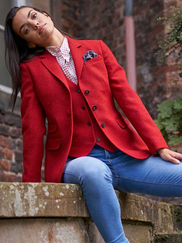 Harris Tweed Dames Jasje Carola In Red Twill