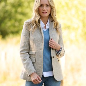 Harris Tweed Dames Jasje Carola in Cream Tweed
