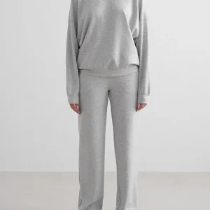 Light Grey Melange Comfy Modal Wide Pants