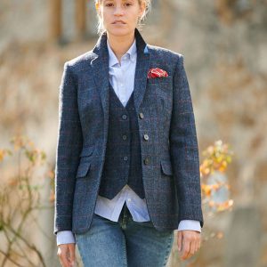 Harris Tweed Dames Jasje Carola In Scottish Blue